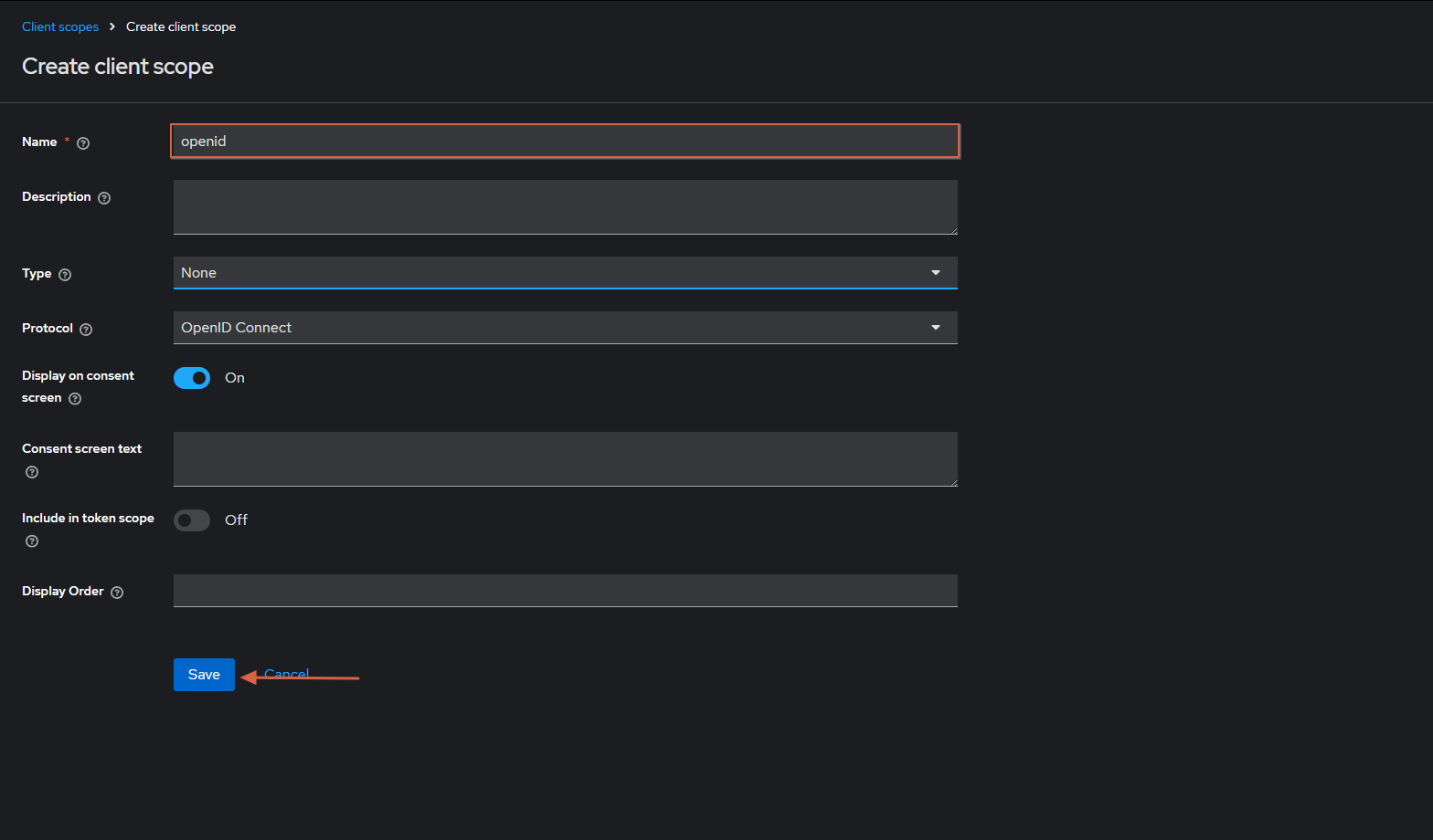 Настройка client scope